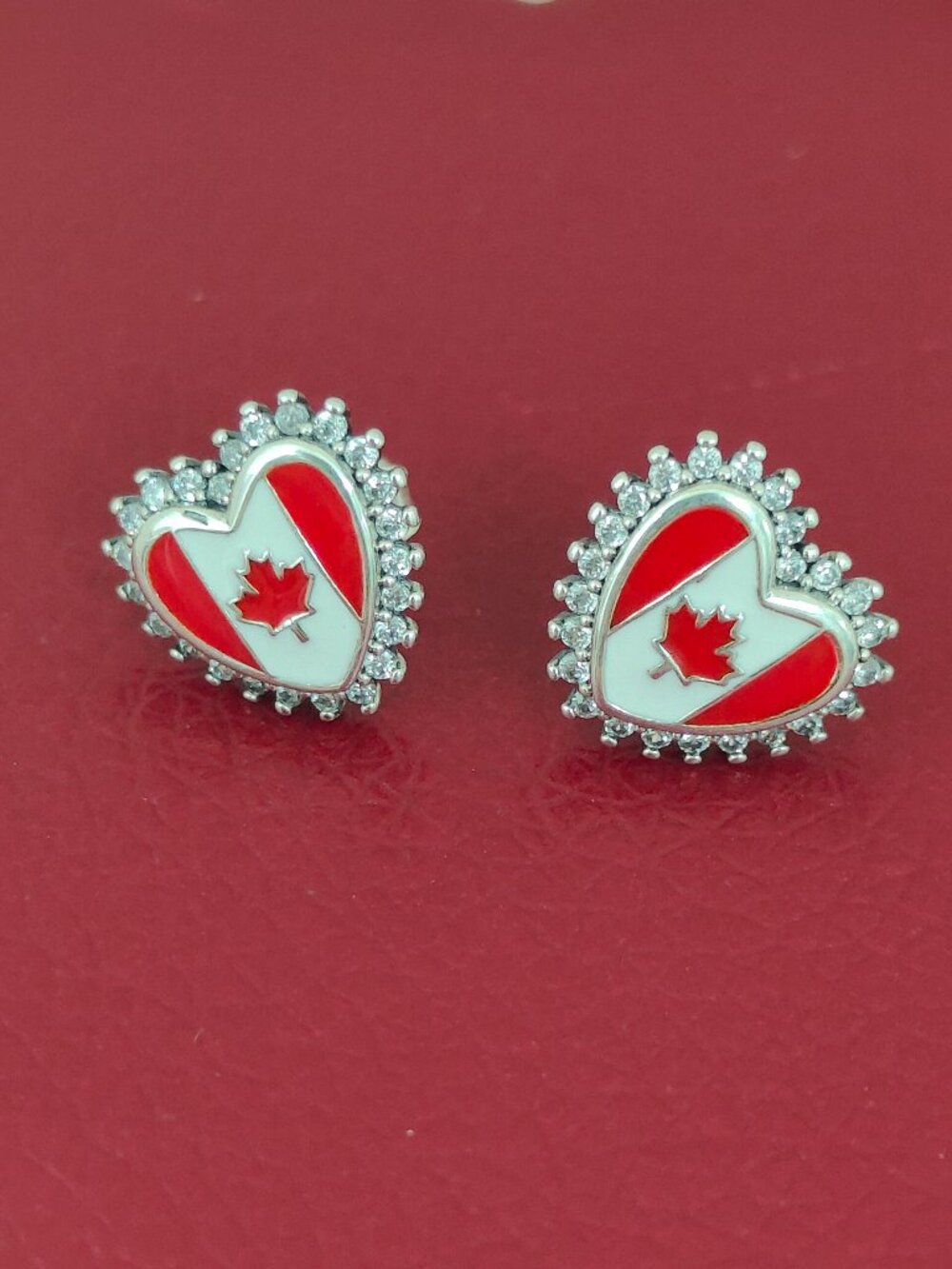 Canada Flag Earring Women Jewelry Stud Earrings S925 Sterling Silver
